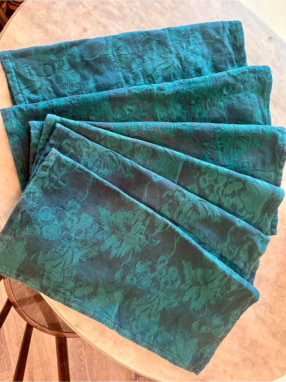 Crate&Barrel Teal Green Dinner Napkins (6)